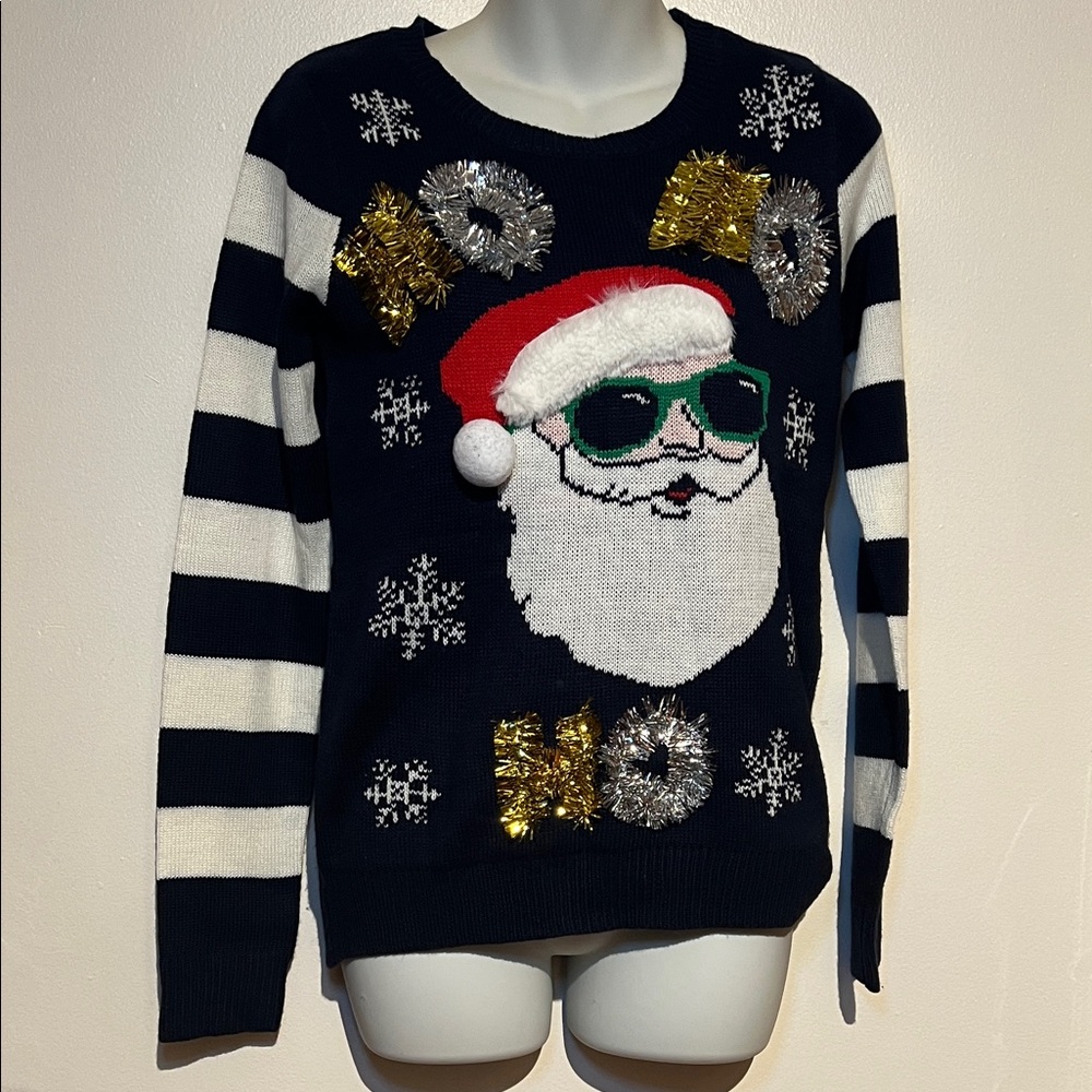 “🩷Bundle 4/$19” juniors Festive Santa Christmas Sweater with Stripes
